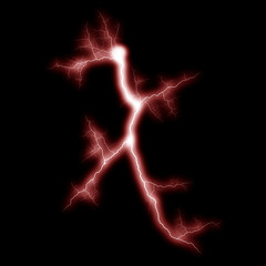 Fototapeta na wymiar Isolated realistic electrical lightning strike visual effect on black night background. Energy change. 