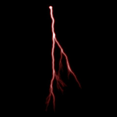 Obraz premium Isolated realistic electrical lightning strike visual effect on black night background. Energy change. 