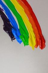 multi-colored paint on a white background smeared in a line