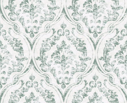 Vintage flourish ornamented pattern Vector. Victorian Royal texture. Flower decorative design. Light green color decors