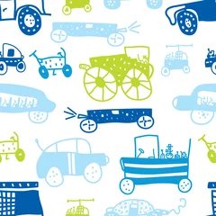 Wallpaper murals Cars Cute cars. Kids vector seamless pattern.