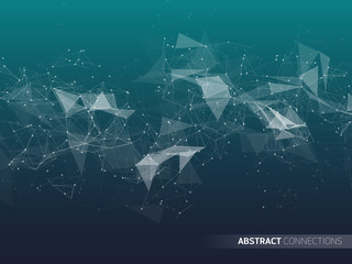 Abstract futuristic background with dots, lines and triangles. Vector illustration.