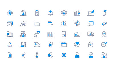 Medical online services Vector icon set