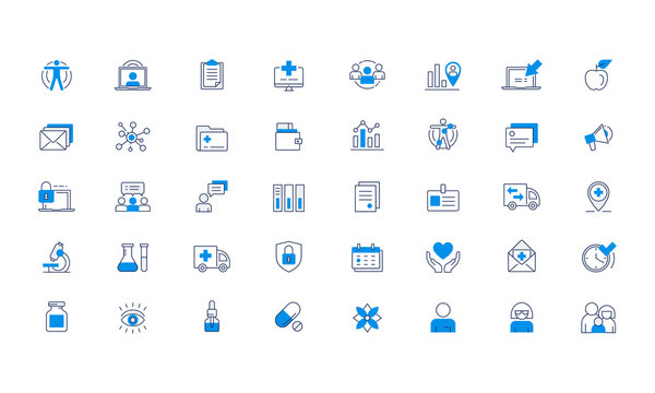 Medical online services Vector icon set