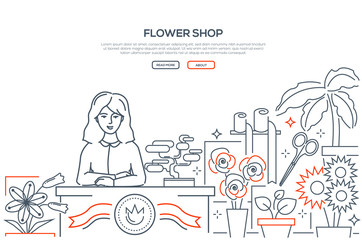 Flower shop - modern line design style web banner