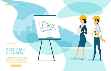 Architect Planning Cartoon Vector Landing Page