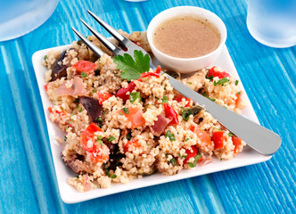 ROAST VEGETABLE AND COUSCOUS SALAD WITH VINAIGRETE DRESSING