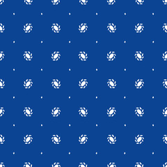 Obraz na płótnie Canvas Blue seamless vector pattern with white geometric ornaments. Surface pattern design.