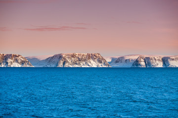 Fototapeta na wymiar Norway Landscape nearby Kjollefjord as a cruise stop during winter
