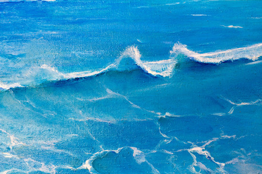 Wave painting. Salt water with oils on canvas for the background of a major stroke.
