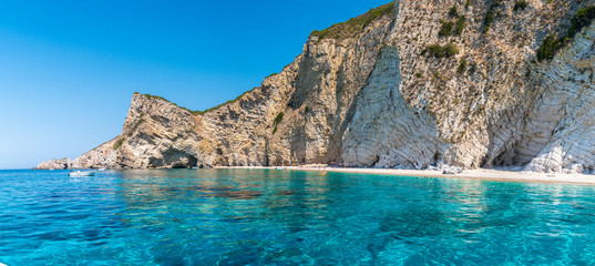 Paradise beach, Ionian sea coast, Corfu island, Greece - obrazy, fototapety, plakaty