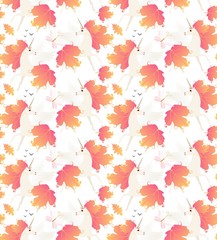 Unicorns autumn seamless pattern in vector isolated on white background.