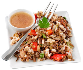 RICE, LENTIL AND AUBERGINE OR EGGPLANT SALAD