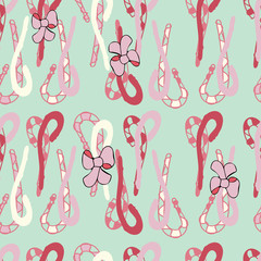 Vector Green Candy Canes Seamless Pattern