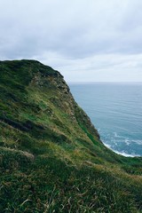 the cliff and ocean in the coast 
