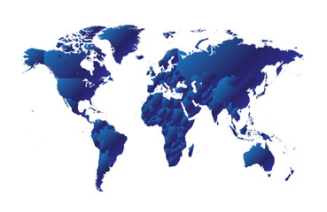 World map metallic blue gradient color, new trend design 2019