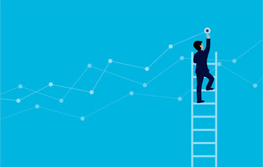 Businessmen Walk up stairs Go up to goal to achieve higher success. modern ideas. Creative idea. Business concept cartoon vector illustration.