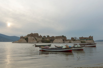 Obraz premium The Bafa Lake Natural Park takes place within the borders of Soke District of Aydin Province in Aegean Region.The lake known by ancient ruins and fishery.
