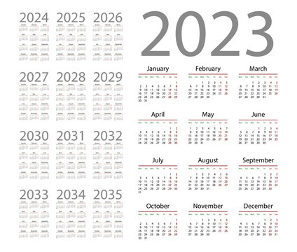 Simple Calendar 2023 On White Background. Vector Illustration Stock Vector | Adobe Stock