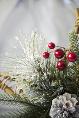 Christmas composition with festive decorations. Christmas New Year festive background Christmas.