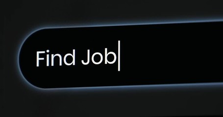 Words Find Job In Search Bar. Close Up View Of A Computer Monitor Screen - DCi 4K Resolution