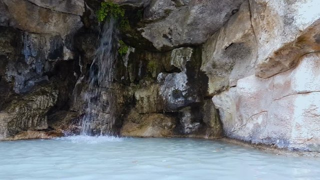 Huge stones and streams of Castle Hill waterfall in France, travel attraction