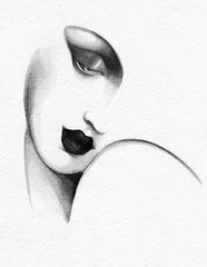 Abwaschbare Fototapete Aquarell Gesicht abstraktes Frauengesicht. Modeillustration. Aquarellmalerei
