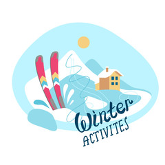 Obraz premium beautiful vector illustration winter activities. hello winter
