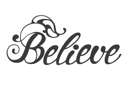 believe, hand drawn lettering element