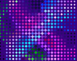 Obraz premium Disco panel. Bright dynamic background with squares. Geometrical figure of different scale neon color. Vector illustration.