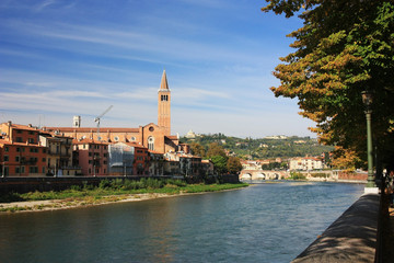 Obraz premium Embankment of the city of Verona, Italy