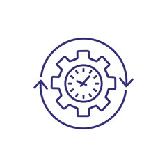Office hours line icon. Clock in gear. Time concept. Can be used for topics like time management, schedule, deadline