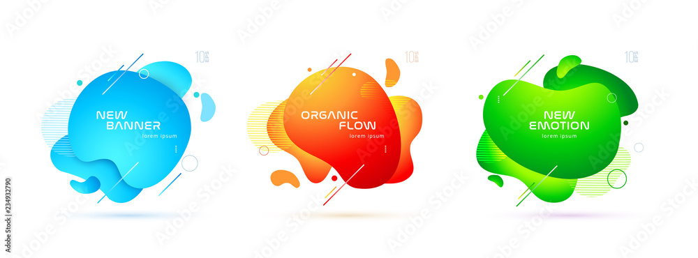 Canvas Prints set of liquid color abstract geometric shapes. fluid gradient elements for minimal banner, logo, soc