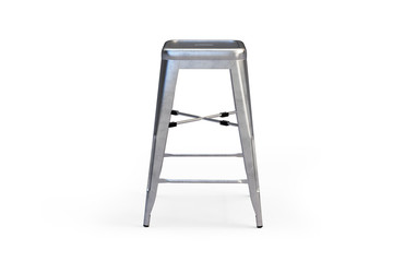 Metal bar stool with step. 3d render