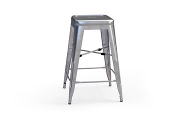 Metal bar stool with step. 3d render