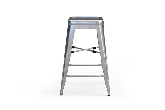 Metal bar stool with step. 3d render