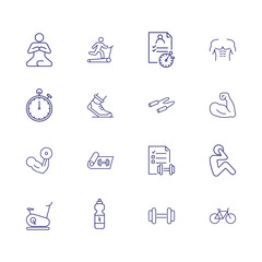 Healthy lifestyle icons. Set of line icons. Leisure, gym, motivation. Training concept. Vector illustration can be used for topics like sport, workout, exercise