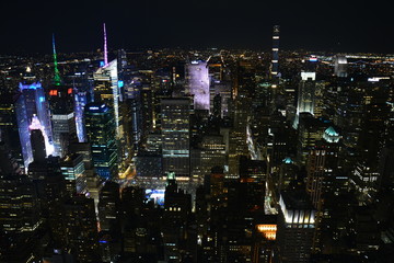 Fototapeta na wymiar Vue Panoramique New York de nuit Empire State Building - Panoramic View by night