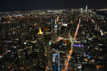 Vue Panoramique New York de nuit Empire State Building - Panoramic View by night
