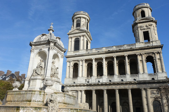 Fontaine et Eglise Saint-sulpice &agrave; Paris