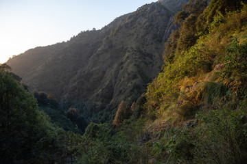 Naklejka na ściany i meble Sunset in the Himalayas mountain range in Northern India 