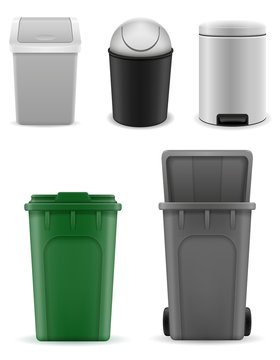 recycling bin trash bucket stock vector illustration