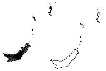 Obraz premium North Sulawesi (Subdivisions of Indonesia, Provinces of Indonesia) map vector illustration, scribble sketch Sulawesi Utara map