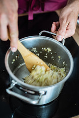 chef making risotto
