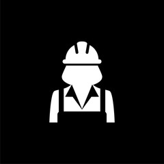 Woman Construction Worker icon or logo on dark background