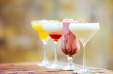 cocktails in the background of the restaurant.