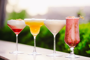 cocktails in the background of the restaurant.