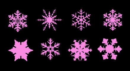 Isolated Pink Snowflake Collection