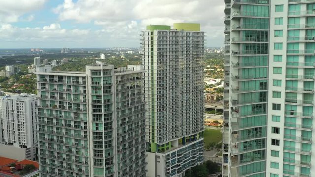 Aerial river between highrise buildings