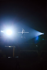 Tightrope walkers at the circus.
